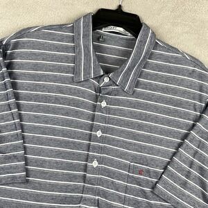 Criquet Polo Shirt Mens 2XL Blue Striped Short Sleeve Pocket Preppy Golf